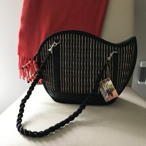 Saraye EcoFriendly Kiri Wave Black Handbag